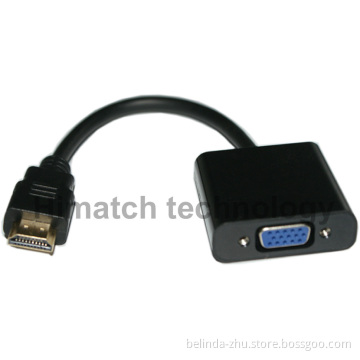 Black Color HDMI to VGA Cable Adapter Length in 15cm